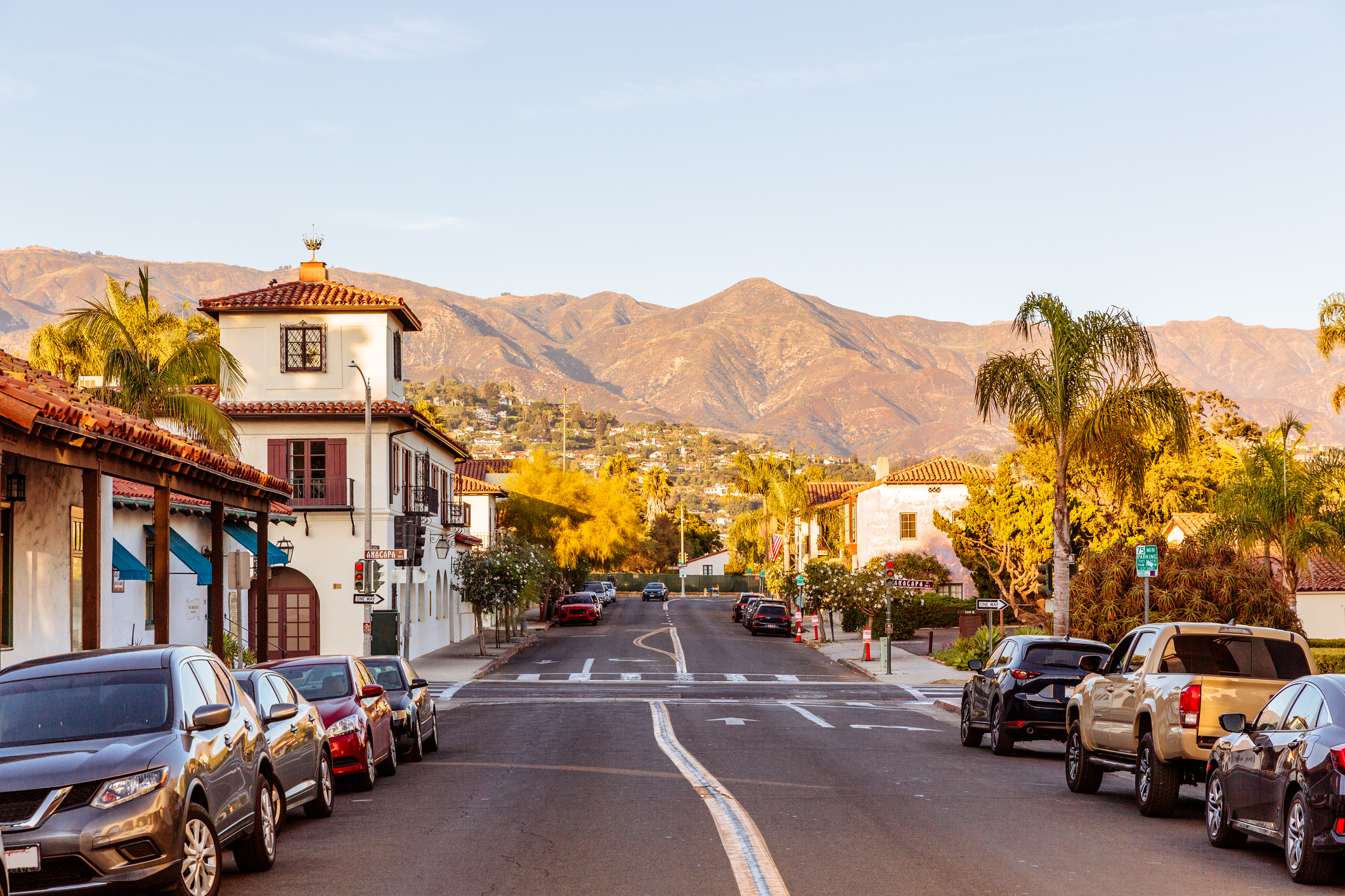 A photo of a road in Santa Barbara, California. 