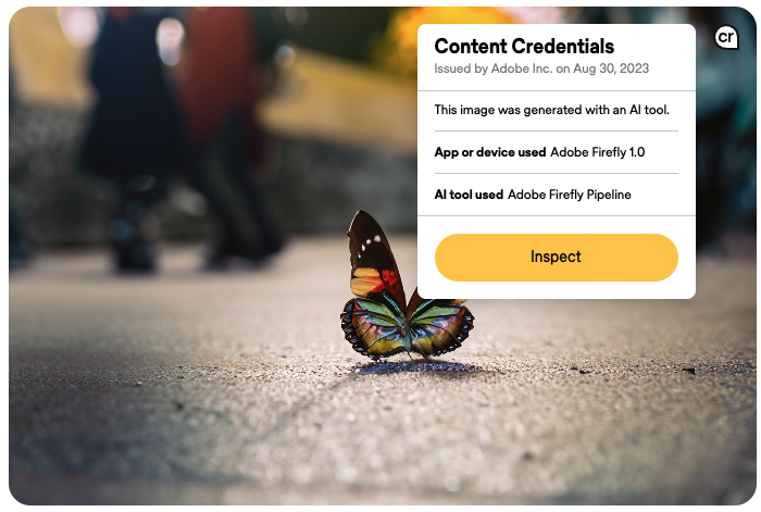 A photo showcasing what content credentials are. 
