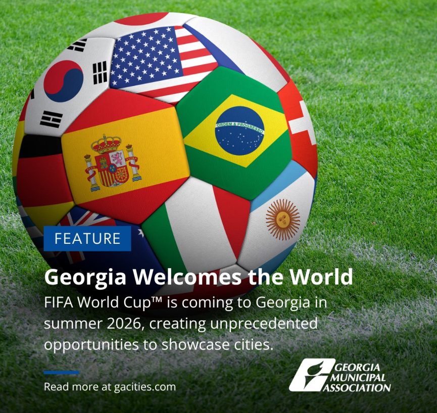 A photo of Georgia Municipal Association's World Cup graphic. 