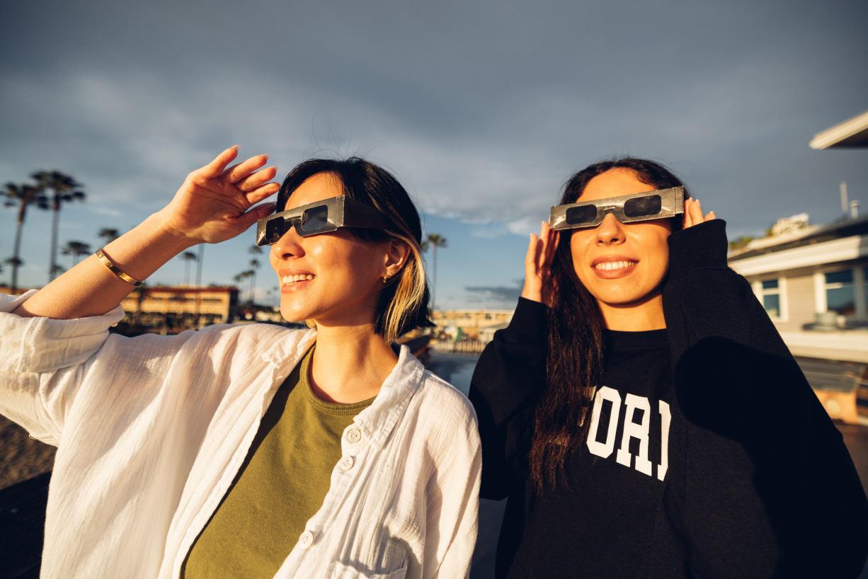 Friends watching an eclipse. 