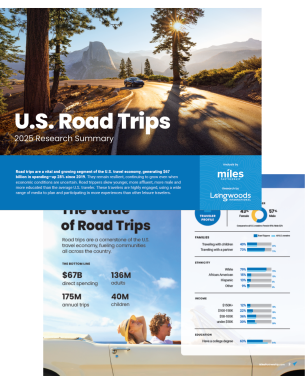 A photo of the first two pages of the U.S. Road Trips Research Summary