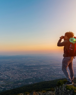 A man looking out into the horizon