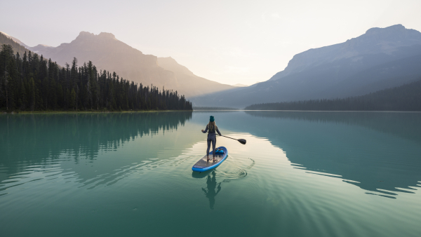 Person kayaking in lake