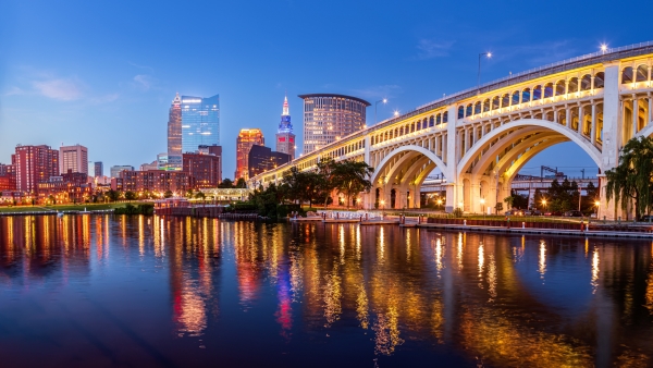 A twilight landscape of Cleveland