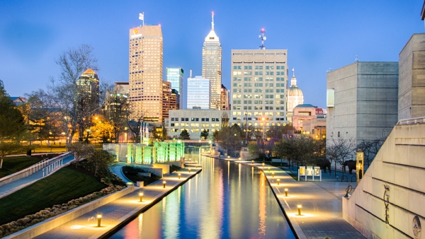 A skyline photo of Indianapolis. 