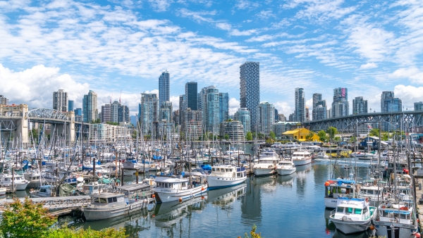 An aerial photo of downtown Vancouver.