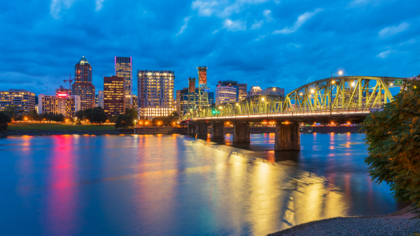 Skyline view of downtown Portland.