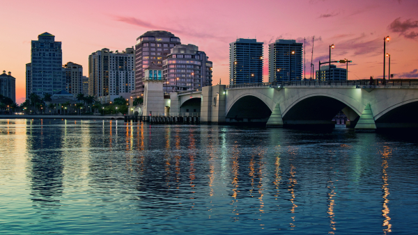 Scenic view of Downtown West Palm Beach. 