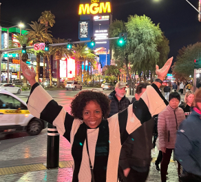 Sebrina Williams in front of the MGM Grand in Las Vegas