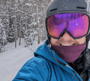 A photo of Josh snowboarding in Utah.