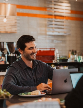 Ben in a coffee shop