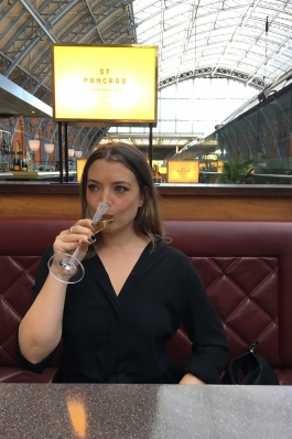 Carrie Rodgers in St. Pancras Station in London