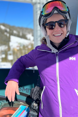 Carrie Tomlinson in ski gear in Winter Park, CO