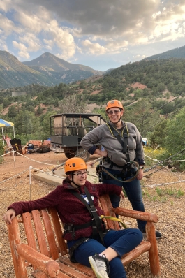 Carrieann Stutz is geared up to go ziplining in Manitou Springs, CO