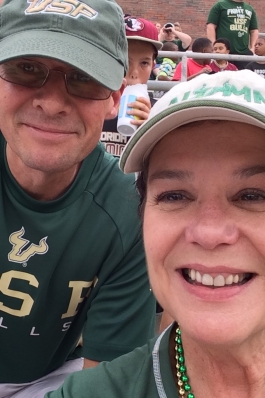 Christi Womack Villalobos at a USF Bulls baseball game