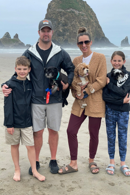 Debra Jones, family and pets in Cannon Beach, OR