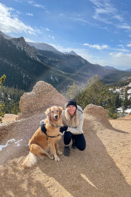 Elena Bragg and her dog Oats hiking in Divide, CO