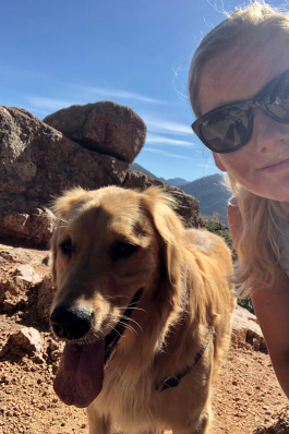 Elena Bragg and her dog Oats at Garden of the Gods, CO