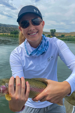 Jaime Kreikemeier fishing on the Platte River in Casper, Wyoming