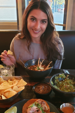 Jordan Kuglitsch dining on tacos in Denver, CO