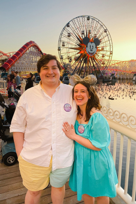 Maria Pane in front of the ferris wheel at Disneyland