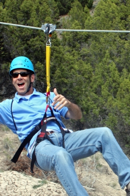 Mitch Knothe ziplining at Heise Hot Springs in Idaho
