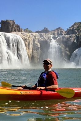 Mitch Knothe kayaking at Shoshone Falls, ID