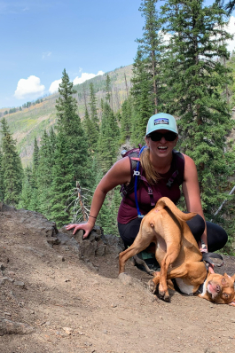 Samantha Sommers hiking with her dog in Emigrant, Montana
