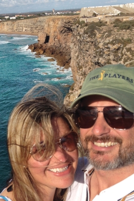 David and Amber on a cliffside