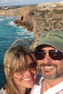 David and Amber on a cliffside