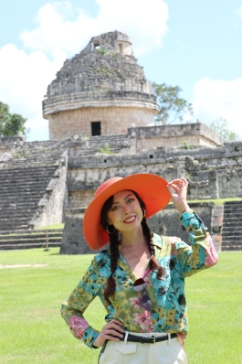 A photo of Wenjie in Mexico. 