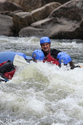 A photo of Richard on a raft. 