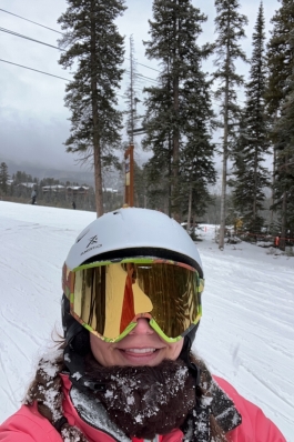 A photo of Victoria skiing in Breckenridge. 