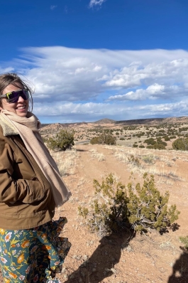 A photo of Joy in the deserts of Sante Fe. 