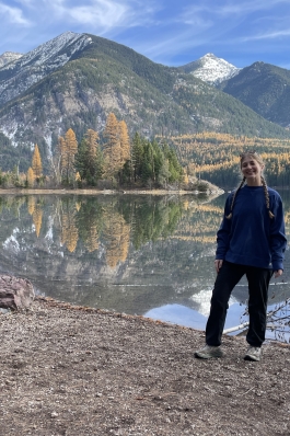 A photo of Layne mid-hike. 