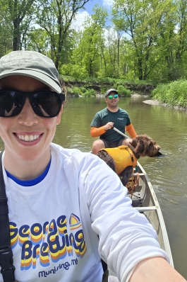 A photo of Roxanne rowing at Kickapoo Park.