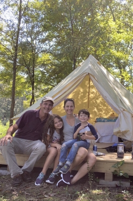 A photo of Joe camping. 