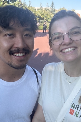 A photo of Emily and her partner in Japan. 