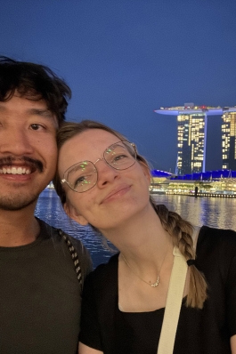 A photo of Emily and her partner in Singapore. 