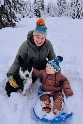 A photo of Emily and her son in Montana.