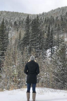 Trisha looking on at the Rockies. 