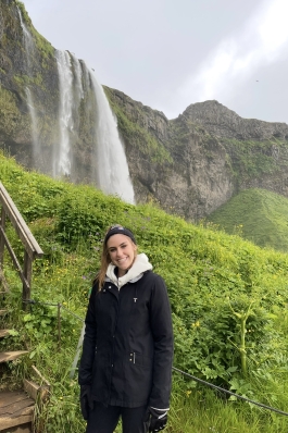 Nicole viewing a waterfall in Iceland.