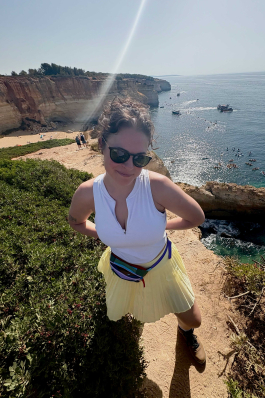 A photo of Rachel near the coast of Lagos. 