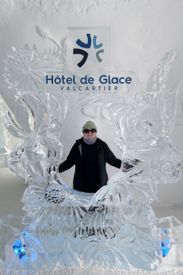 Kim visiting an ice hotel in Quebec. 