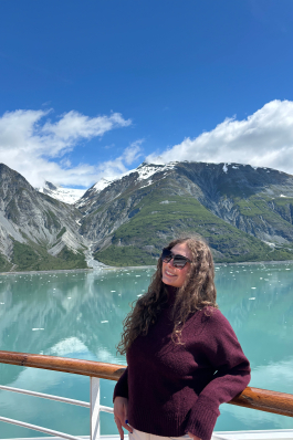 Delaney takes a photo while on a boat in Alaska. 