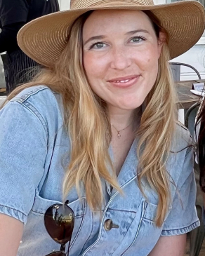 Allison Jones wearing a straw hat