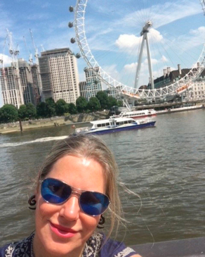 close-up portrait of a Angie Austin in front of the London eye