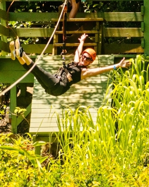 Demetria Clemons zip lining in Maui