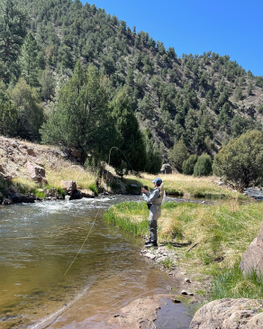 Elena Bragg fly fishes in Canyon City, CO
