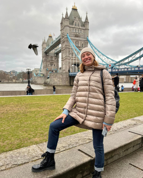 Elena Prostova at London's Tower Bridge